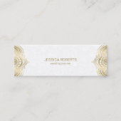 金ゴールドフローラ曼荼羅枠（白い背景） スキニー名刺 (正面)