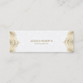 金ゴールドフローラ曼荼羅枠（白い背景） スキニー名刺