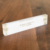 金ゴールドフローラ曼荼羅枠(白い背景) デスクネームプレート (側面)