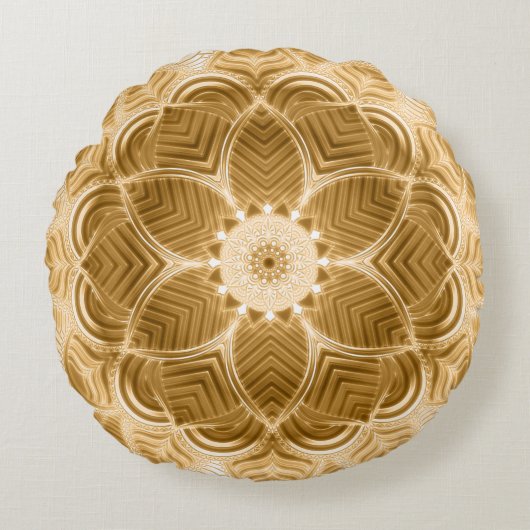 金ゴールドフローラ枕 ラウンドクッション (正面)