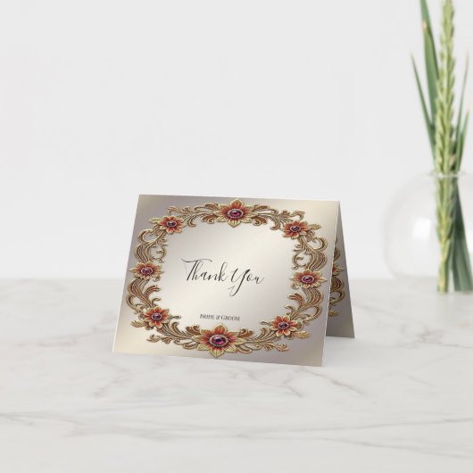 金ゴールドフローラ枠(赤石サンキューカード) サンキューカード (正面)