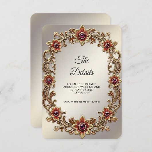 金ゴールドフローラ枠(赤石詳細囲い) エンクロージャーカード (正面/裏面)