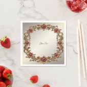 金ゴールドフローラ枠（赤石） スタンダードカクテルナプキン (インサイチュ)