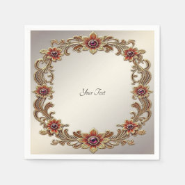 金ゴールドフローラ枠（赤石） スタンダードカクテルナプキン