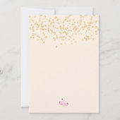 金ゴールドフローラ水色ピンクガーリーの赤ちゃんシャワー 招待状 (裏面)