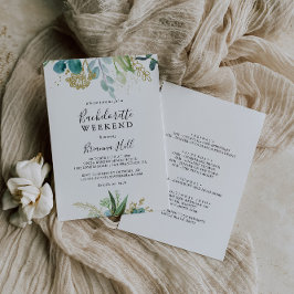 金ゴールドフローラ熱帯グリーンバチェロレッテ週末 招待状