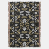 金ゴールドフローラ熱帯パターン（の模様が）ある スローブランケット (正面縦)