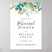 金ゴールドフローラ熱帯リハーサルディナーウェルカムサイン ポスター (正面)