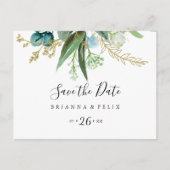 金ゴールドフローラ熱帯水平保存日付 ポストカード (正面)