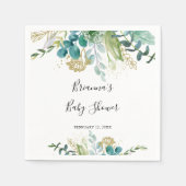 金ゴールドフローラ熱帯緑の赤ちゃんシャワー スタンダードカクテルナプキン (正面)