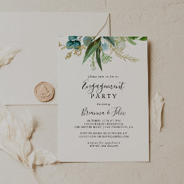 金ゴールドフローラ熱帯緑婚約パーティ 招待状