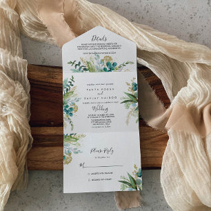 金ゴールドフローラ熱帯緑結婚園 オールインワン招待状