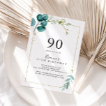 金ゴールドフローラ熱帯緑90th誕生日パーティー 招待状<br><div class="desc">この金ゴールドフローラ熱帯の緑90th誕生日パーティーへの招待は、の誕生日パーティシンプルーに最適である。このデザインは主に手絵を描水色の緑の葉と金ゴールドの花を結合し、幾何学的なフレームを飾エレガントる。</div>