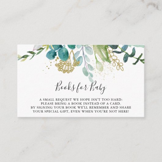 金ゴールドフローラ熱帯赤ちゃんシャワー予約リクエスト エンクロージャーカード (正面)