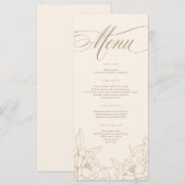 金ゴールドフローラ牡丹、アイボリー結婚のメニューカード プログラム (正面/裏面)