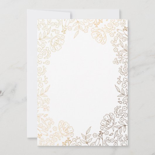 金ゴールドフローラ生まれたばかりのベビー写真の誕生発表 案内状 (裏面)