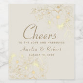 金ゴールドフローラ結婚のワインボトルラベル ワインラベル (シングルラベル)