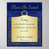 金ゴールドフローラ結婚の教会のサイン ポスター (正面)