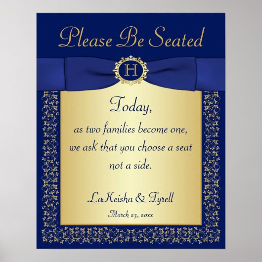 金ゴールドフローラ結婚の教会のサイン ポスター (正面)