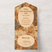 金ゴールドフローラ結婚アールヌーボー オールインワン招待状 (内側)