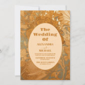 金ゴールドフローラ結婚アールヌーボー 招待状 (正面)