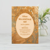 金ゴールドフローラ結婚アールヌーボー 招待状 (スタンド正面)