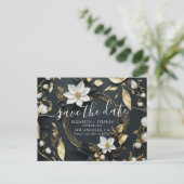 金ゴールドフローラ結婚リースの写真Save the Date 案内ポストカード (スタンド正面)