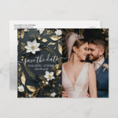 金ゴールドフローラ結婚リースの写真Save the Date 案内ポストカード (正面/裏面)