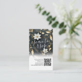 金ゴールドフローラ結婚リースのQRコードウェブサイトRSVP エンクロージャーカード (スタンド正面)