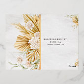 金ゴールドフローラ結婚式招待状風景 箔招待状ポストカード (裏面)