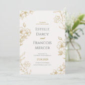 金ゴールドフローラ結婚式招待状、エレガントクラシックCa 招待状 (スタンド正面)