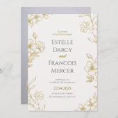 金ゴールドフローラ結婚式招待状、エレガントクラシックCa 招待状 (正面/裏面)