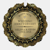 金ゴールドフローラ結婚曼荼羅50th on black オーナメントカード (裏面)