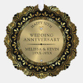 金ゴールドフローラ結婚曼荼羅50th on black オーナメントカード (正面)