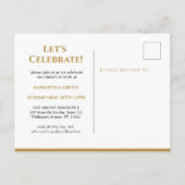 金ゴールドフローラ緑化タイポグラフィ写真卒業 インビテーションポストカード (裏面)