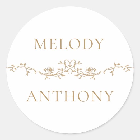 金ゴールドフローラ縁どエレガントウェディング ラウンドシール (正面)