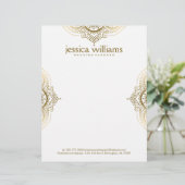 金ゴールドフローラ華美レース幾何デザイン レターヘッド (スタンド正面)