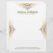 金ゴールドフローラ華美レース幾何デザイン レターヘッド (正面/裏面)