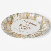 金ゴールドフローラ100誕生日 ペーパープレート (アングル)