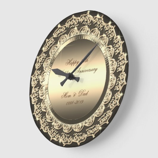 金ゴールドフローラ25結婚周年記念 ラージ壁時計 (傾斜)