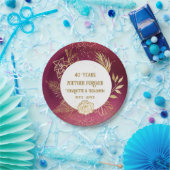 金ゴールドフローラ40周年ルビー結婚ズ ペーパープレート (パーティー)