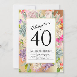 金ゴールドフローラ40th誕生日 招待状