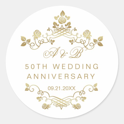 金ゴールドフローラ50結婚周年記念クラシックルーチン ラウンドシール (正面)