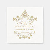 金ゴールドフローラ50結婚周年記念 スタンダードカクテルナプキン (正面)