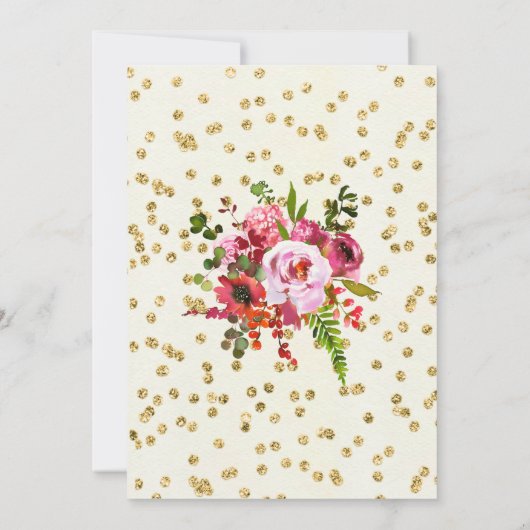 金ゴールドフローラ60番目の誕生日招待状 招待状 (裏面)