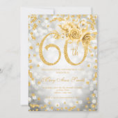 金ゴールドフローラ60誕生日グラムシルバーライト 招待状 (正面)