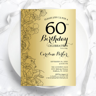 金ゴールドフローラ60th誕生日パーティー 招待状