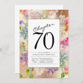金ゴールドフローラ70誕生日 招待状 (正面/裏面)