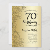 金ゴールドフローラ70th誕生日パーティー 招待状 (正面)