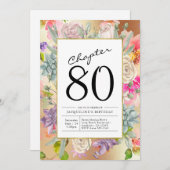 金ゴールドフローラ80誕生日 招待状 (正面/裏面)